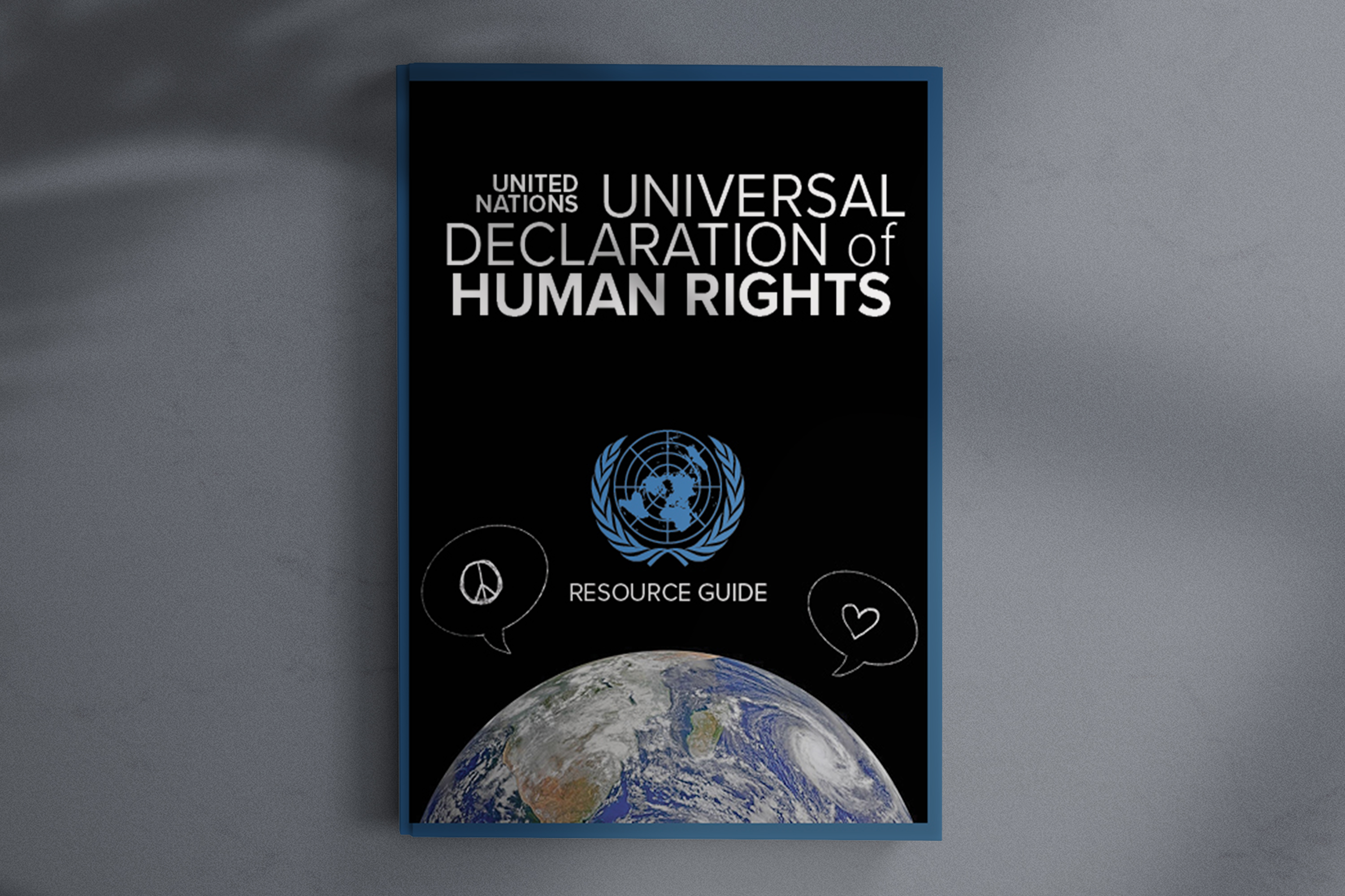 Thecover of the UN booklet on a grey background.