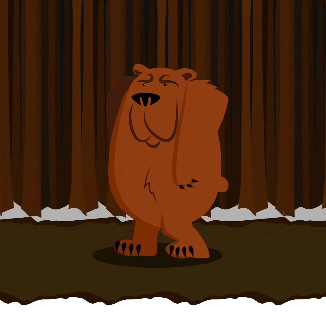 A sleepy bear, walk cycling for an eternity.