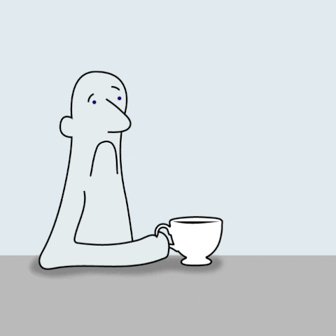 Looping gif of a cartoon person looking sad with no tea, briefly happy when some is poured and drank, then sad without again.